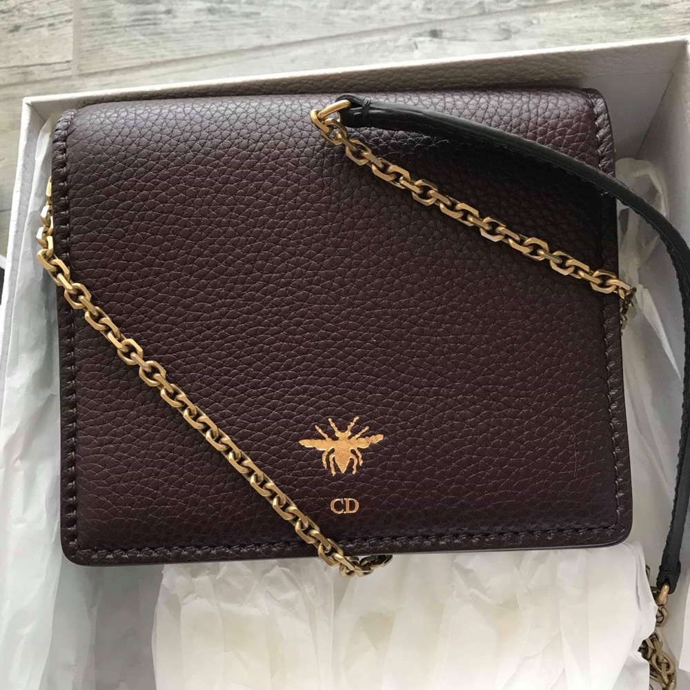 Dior D-Bee square wallet on chain